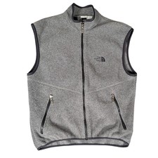 The North Face Mens Gray Full Zip Fleece Vest Mock Neck Made in USA RN 61661