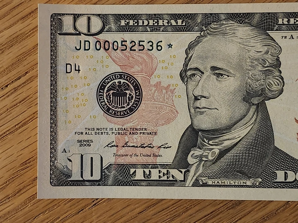 2009 $10 "STAR NOTE" UNC/GEM CLEVLAND DISTRICT JD00052536* 1 OF 3 CONS SER NUM - Image 3 of 4