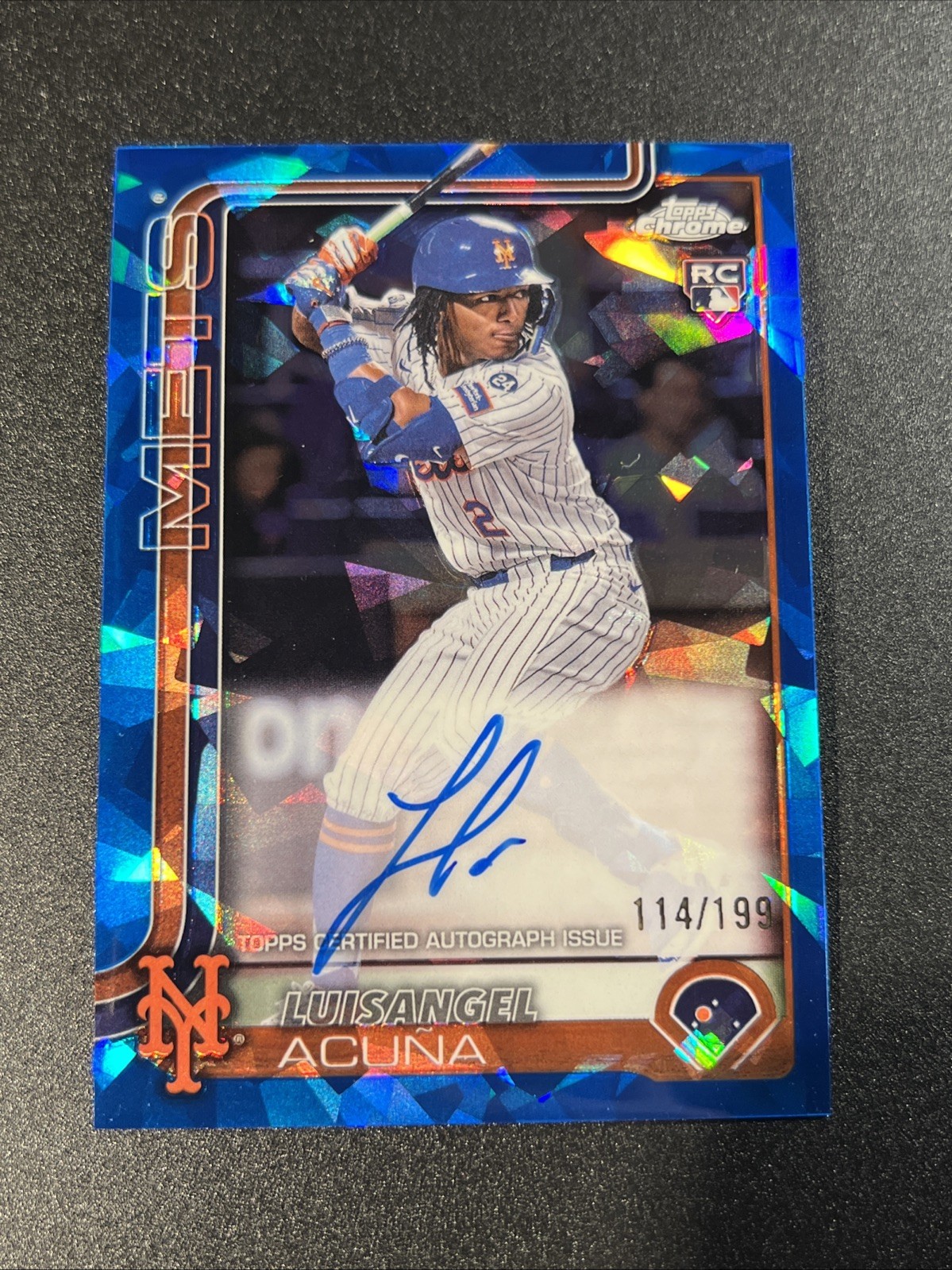 Luisangel Acuna 2025 Topps Chrome Sapphire AUTO #/199 SP Mets RC