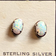 100% Original Fire Opal Oval Gemstone 925 Sterling Silver Women Stud Earrings