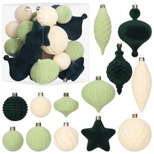 30PCS Velvet Christmas Ornaments Set, Flocked Shatterproof Assorted Hanging X...
