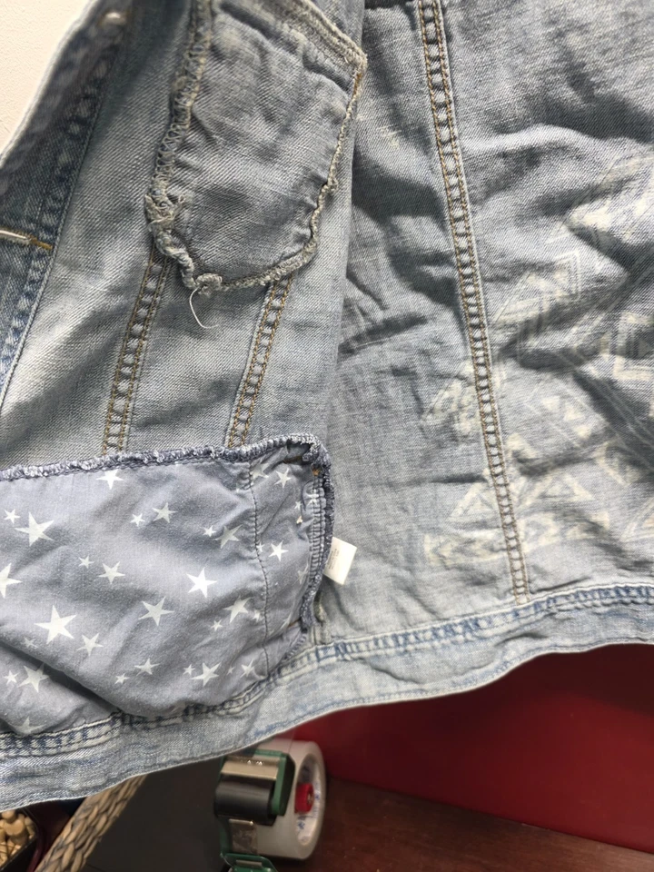 Bullhead джинсовой ткани регулярный крой срез джинсовой куртки/жилет женщин Sz большой см. фотографии - Изображение 3 из 4
