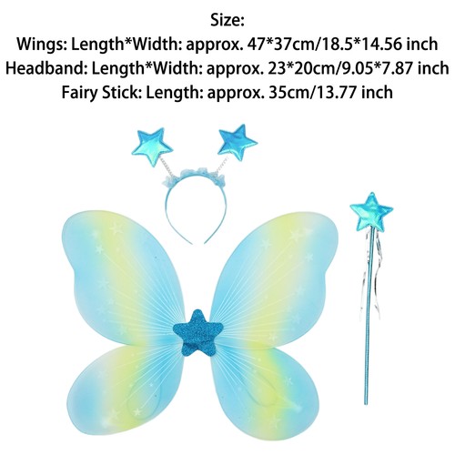 Adults Kids Butterfly Wings Trendy Star Headband 1Set Fairy Stick Performance - Picture 11 of 35