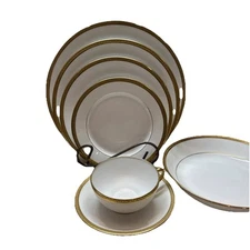 91 Pc. Vintage Limoges France. Stunning White With Gold 10 8 Pc Place Settings +