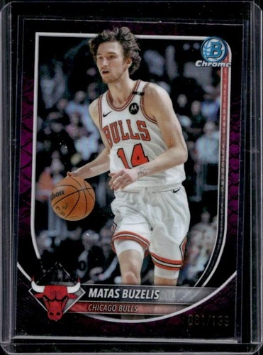 2025-26 Bowman Matas Buzelis Chrome Reptilian Fuchsia Refractor #/199 Bulls