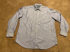 Nautica Blue Gingham Check Button Long Sleeve Shirt XL 80  s Two Ply Cotton Men