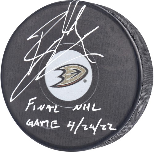 Ryan Getzlaf Anaheim Ducks Autographed Hockey Puck w/Final NHL Game Inscription