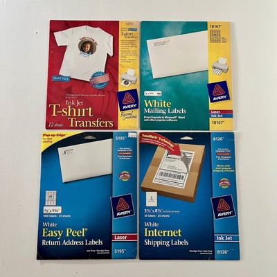 AVERY T-shirt Transfers Pack Inkjet Printer Easy-Peel eBay Mailing Labels Lot  