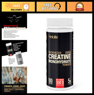 100% Pure Micronized Creatine Monohydrate Powder, 100 Servings, Vegan, Muscle Gr