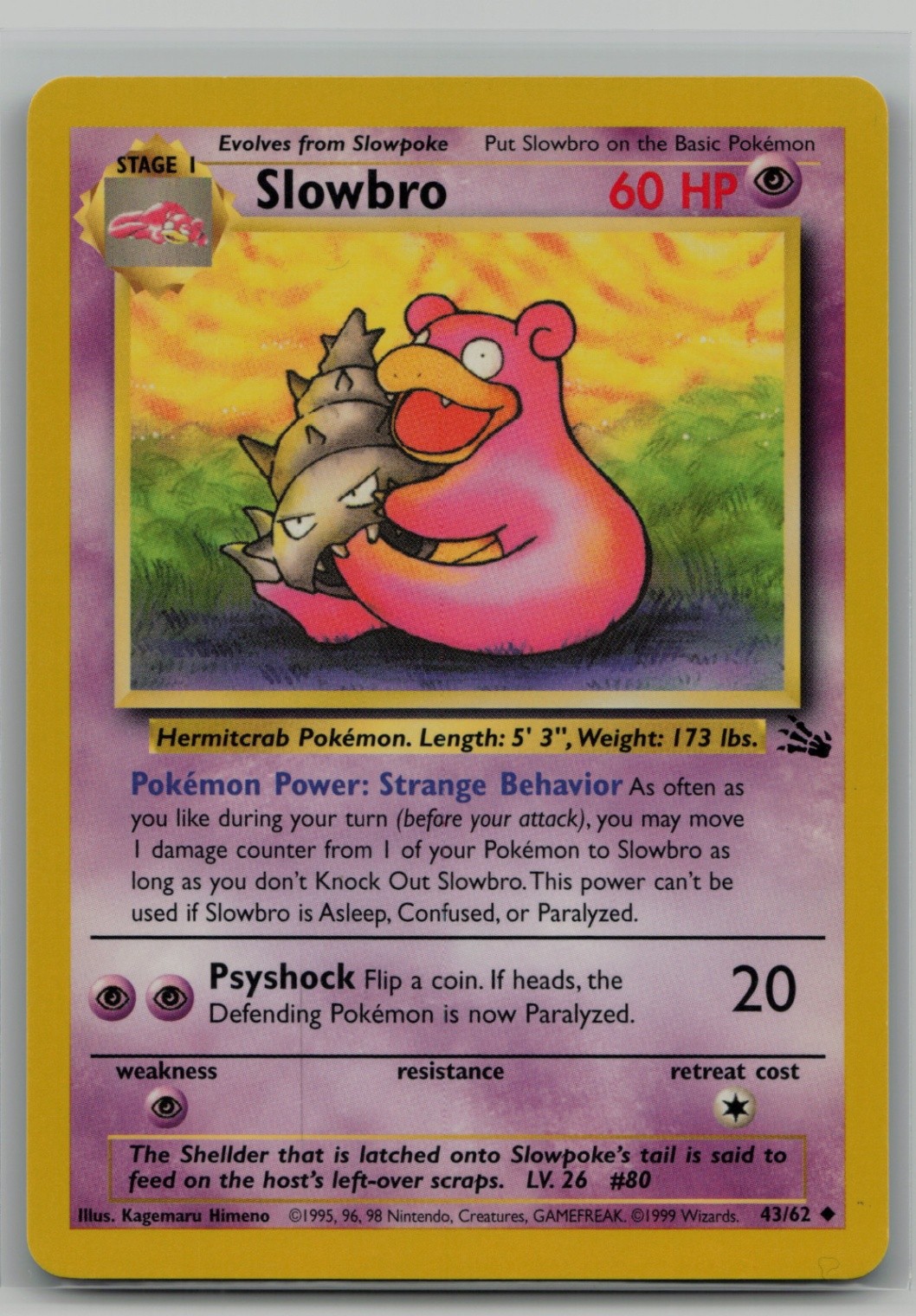 Slowbro Uncommon Fossil 43/62 NM