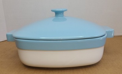 KitchenAid Streamline Ceramic Bakeware Azure Blue/ White 4.2 Quart New *Read*