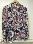 Express Women's The Portofino Slim Fit Shirt Roll Tab Sleeve Retro Floral Size L