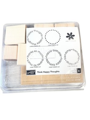 Stampin' Up! ''Think Happy Thoughts'' Wood Mount Stamp Set Sentiments Birthday