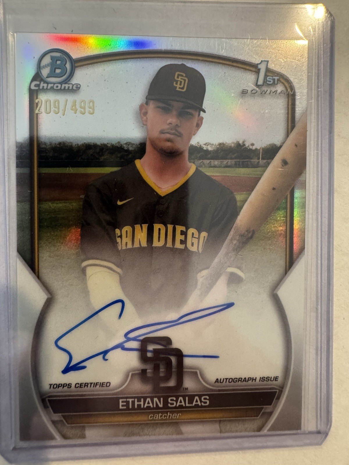 2023 Bowman Chrome Ethan Salas #CPA-ESS 1st Refractor Auto /499 San Diego Padres