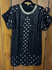 NastyGal Mini Black Mini Dress w/ Sequins and Beading - Small, great condition