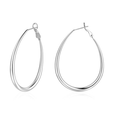 Silber Creolen für Damen 14K versilbert Träne Creolen schlicht oval Creolen