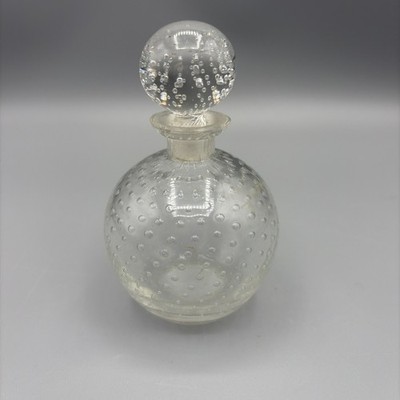 Art Deco Vtg Controlled Bubble Crystal Glass Perfume 4''Bottle w/ Stopper *AS IS*