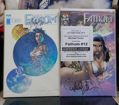 FATHOM : TPB #2 (1999) & FATHOM #12 Witchblade (2000) ALL SIGNED Michael Turner