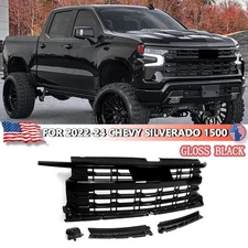 Gloss Black Front Bumper Grille For 2022 2023 2024 Chevrolet Silverado 1500 LTZ