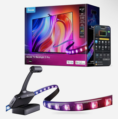 Govee TV Backlight 3 Pro RGBWWIC LED Strip Kit w/ Camera Sensor HDR Alexa