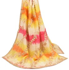 Sushila Vintage Multi-Color Tie-Dye Dupatta Pure Cotton Silk Floral Long Stole