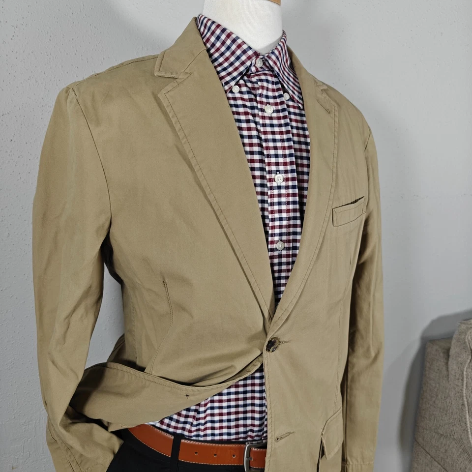 Merona Мужская Sport пальто Blazer куртка две кнопки хаки хлопок саржи большой - Изображение 3 из 4