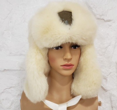 Amazing Nobis Sugar Lips Russian Trapper Ivory Faux Fur Hat  display picture 1