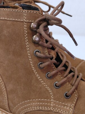 Frye Russell Tan Leather Suede Cap Toe Boots Lace / Side Zip Closure Sz Men\'s 8 Frye Russell Tan Leather Suede Cap Toe Boots Lace / Side Zip  main image 3
