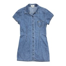 Vintage Guess Denim Chambray Stretch Mini Dress Button Snap Size 7 Juniors