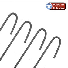 USA MADE 4 Steel Rebar Ground Stakes J Hook Heavy Duty 12" Deer Fence Hard Soil