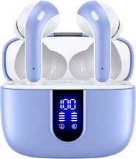 Lilac Purple Wireless in-Ear Earbuds Bluetooth Headphone IPX5 LED Power Display