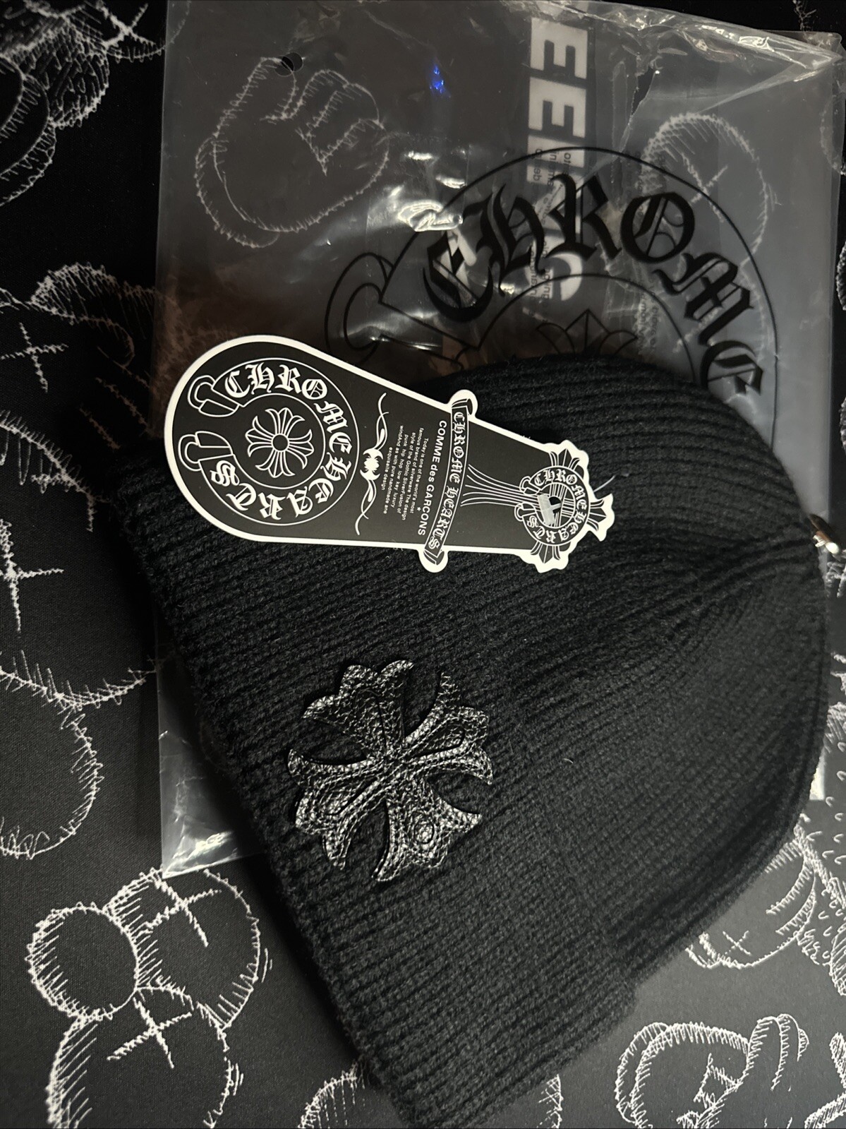 Chrome Hearts Black Logo Beanie