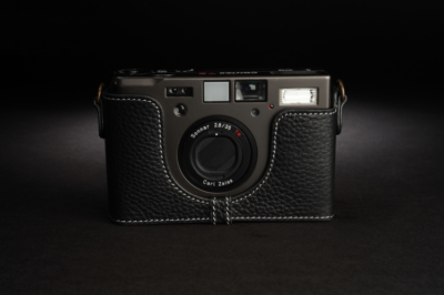 Real Leather Camera Half Case Protective Pouch + Hand Strap for