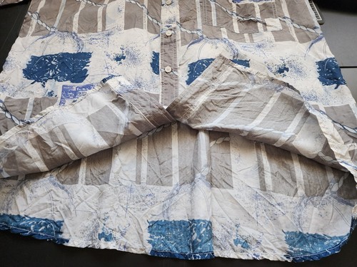 Vintage Pure Silk Short Sleeve Button Down Men's Shirt L Large dock rope Print - Picture 6 of 12