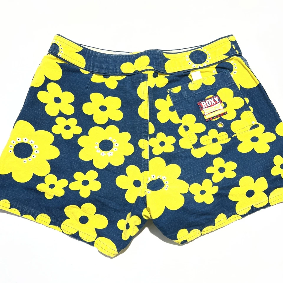 Shorts de tabuleiro Roxy prata rápida Teenie Wahine meninas tamanho 14 azul amarelo floral - Imagem 4 de 4