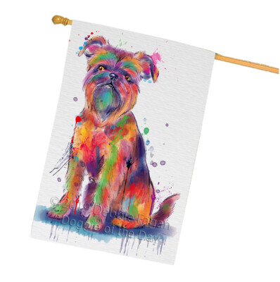 Watercolor Brussels Griffon Dog Double Sided Home Decorative House Flag