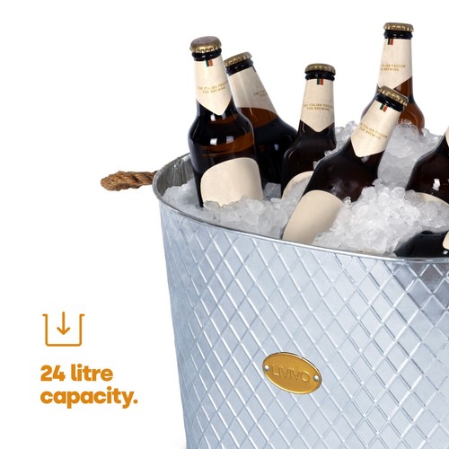 24L Galvanised Steel Oval Beer Bucket w/ Rope Cooler Party Tub Beverage Drinks - Picture 8 of 9