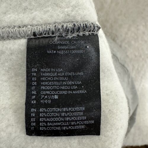 BRIXTON Longman II Reserve Heather Gray Cotton Blend Fleece Hoodie Size XL - Picture 9 of 13