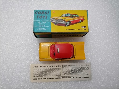 CHEVROLET IMPALA Taxi Cab - Vintage Corgi Toys 480 , Made in Gt. Britain 1965 - Picture 5 of 10