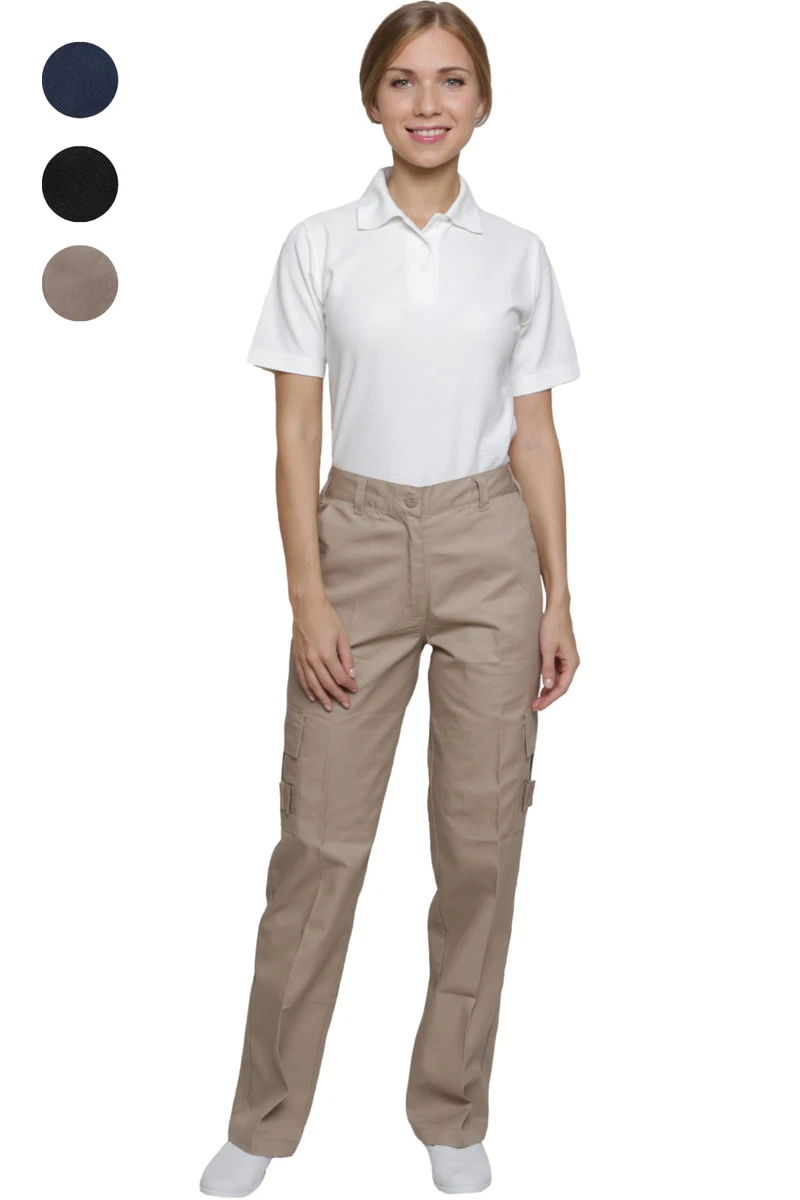 Ladies Cargo Trousers Workwear Uniform Combat Security Navy Black Beige Xena