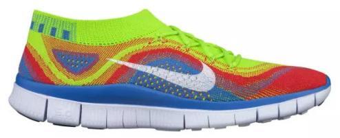 Nike Free RN Motion Flyknit Shoes Womens Black Rainbow Neon Running  834585-006