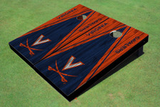 University of Virginia Navy And Orange Matching Wood Look Triangle Cornhole Boar