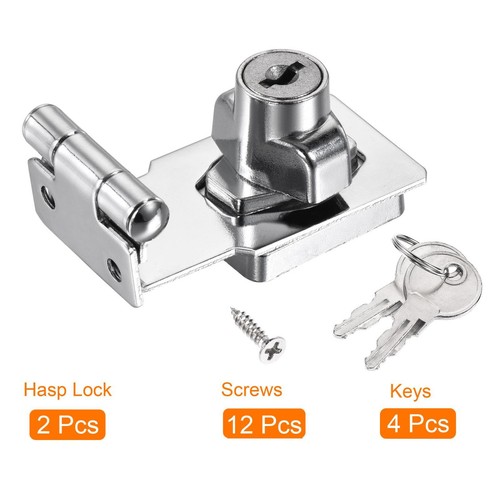 2pcs 3" Keyed Alike Hasp Lock 90 Degree Chrome Plated Twist Knob Silver - 第 4/6 張圖片