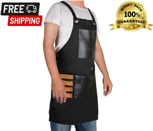 Forgica Work Apron with Pockets – Denim Apron, Waterproof Woodworking BBQ Apron  - Afbeelding 1 van 8