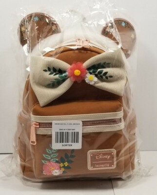 Loungefly Disney Minnie Mouse Brown Fall Floral Mini Backpack NWT Loungefly Disney Minnie Mouse Fall Floral Mini Backpack  main image 3