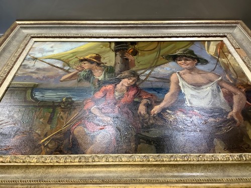 Large Vintage Original Oil Painting signed Nino Salvadori Esposito - Picture 14 of 17
