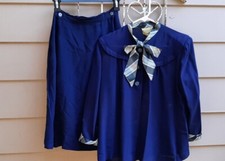 Vtg 50s Maternity Top  Skirt Set Royal/ Navy Blue By Stork-a-Lure