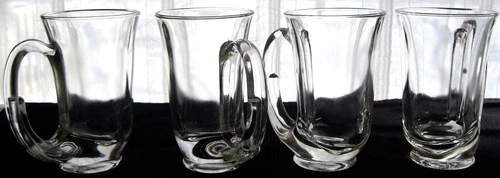 Tiara Indiana Glass 4 Clear Hunter Horn 12 ounce Mugs