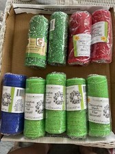 Lot 9 Rolls Deco Mesh 6 In X 5 yds - 7 Red Green Blue, 2 Snow - 6 In x 3 Yds