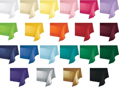  54'' x 108'' Plastic Table Covers - Heavy Duty Disposable Tablecloths 8ft. Long